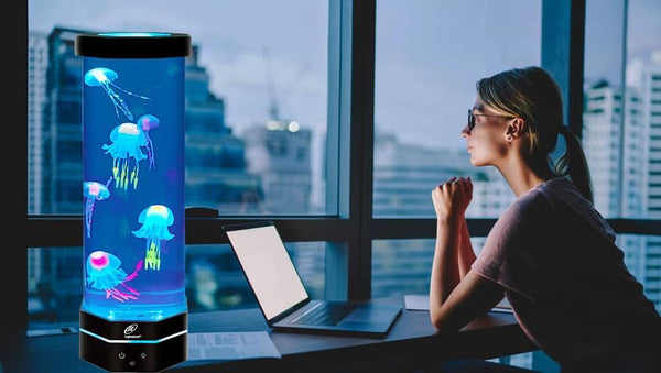Lightahead LED Fantasy Jellyfish Lamp with Color Changing Light Effects. A Sensory Synthetic Fish Tank Aquarium Mood Lamp. Large (15 Inches Tall)