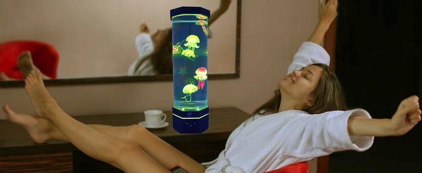 Lightahead LED Sensory Jellyfish Aquarium Lamp with Bluetooth Speaker and Color Changing Light Effects. Majestic and Standing Tall at 16 Inches! Large (16 Inches Tall)