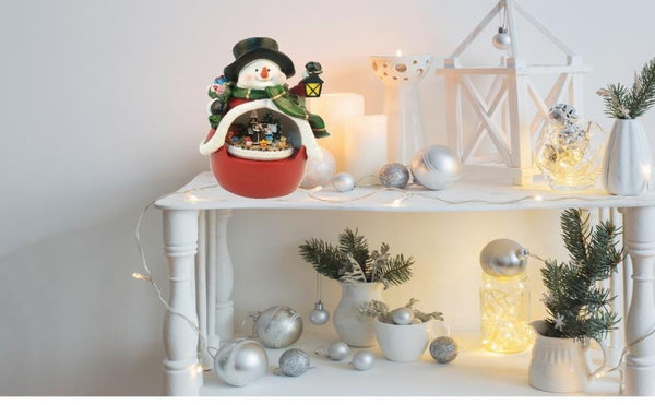 Lightahead Musical Snowman with Moving Train, LED Light Playing 8 melodies Table Top Centerpiece