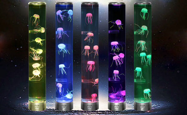 4 x Lightahead LED Fantasy Jellyfish Lamp Round with Vibrant 5 Color Changing Light Effects, Large Sensory Synthetic Jelly Fish Tank Aquarium Mood Lamp.