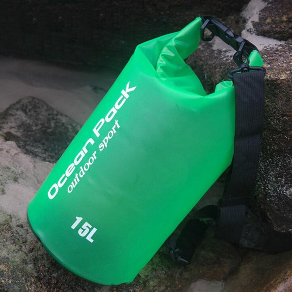 Lightahead Transparent Waterproof Dry Bags 15L for Kayaking/ Canoeing/ Fishing/ Hiking (Green)