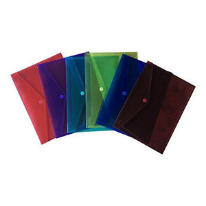 Lightahead LA-7550 Clear Poly Document Folder with Velcro Closure A4 size,Set of 6 in Assorted Color