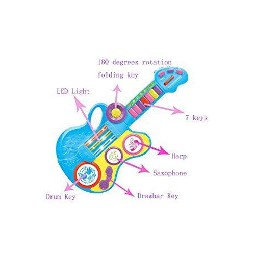 Lightahead Folding Electronic Guitar Organ with Drum Piano Trumpet Mode Vibrant Sounds & Lights With Strap A Fun Musical Toy for Kids