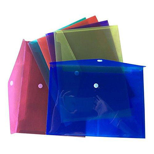 Lightahead LA-7550 Clear Poly Document Folder with Velcro Closure A4 size,Set of 6 in Assorted Color