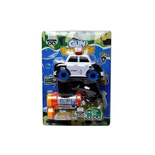 Lightahead Police Swat Car Light Up Bubble Gun Blaster Shooter with Music, with 2 Solution Bottles
