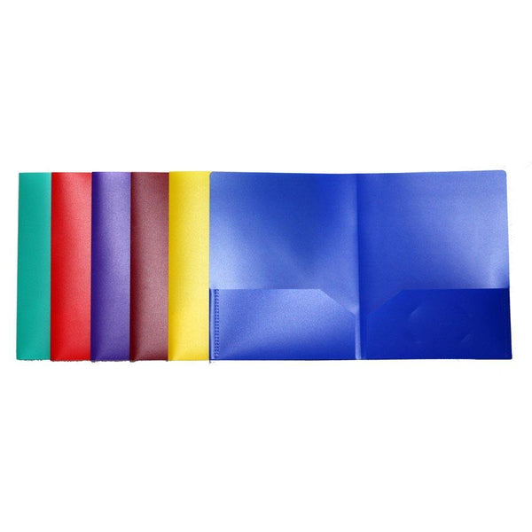 Lightahead Two Pocket Portfolio Plastic Folder, Set of 6 folders in Bright Assorted colors LAE3102R2