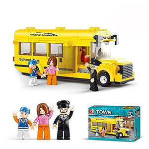 Lightahead School Bus with Mini Figures Toy Building Blocks Set Educational Kit For Kids (219 PCS)