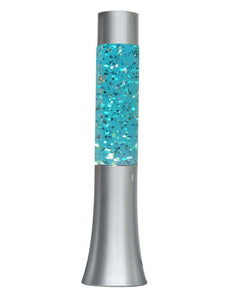 Lightahead 13" Glitter Glow Lamp with metal base Motion Sparkle Lamp with Silver Base Blue/Purple Water Silver Glitter