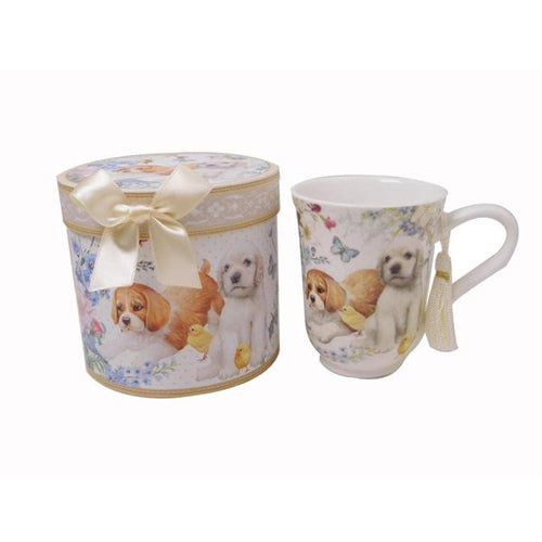 Lightahead Superior Bone China Royal Coffee Tea Mug 11.2oz cup in gift box in cute puppy dog design