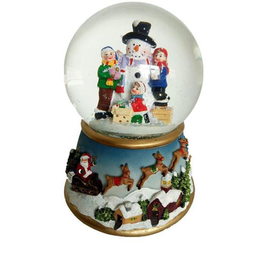Lightahead Polyresin Snowman 100mm Water globe with flying snow, LED light, Musical Centerpiece