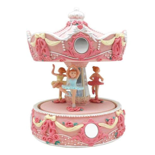 Lightahead 6 inch Dancing Ballerina Musical Carousel in Poly resin Christmas Music Box Figurine