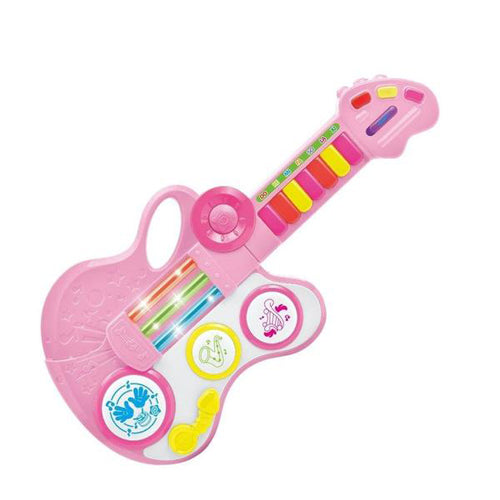 Lightahead Folding Electronic Guitar Organ with Drum Piano Trumpet Mode Vibrant Sounds & Lights With Strap A Fun Musical Toy for Kids