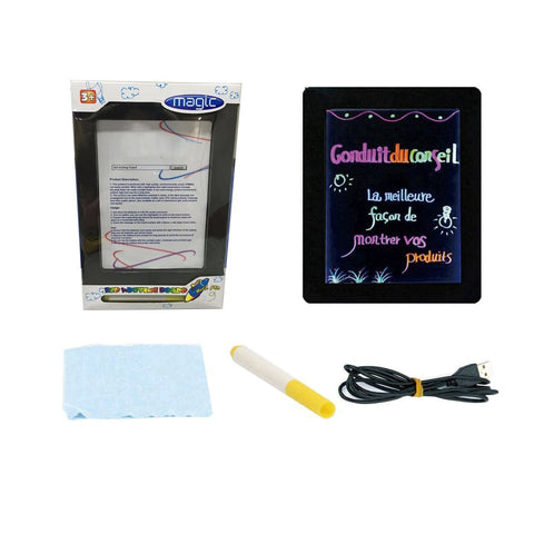 Lightahead LED Lighted Writing Board with flashing powered by USB, Fluorescent pen to write
