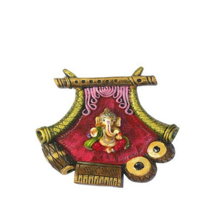 Lightahead A colored Wall Hanging of Lord Ganesh Elephant Hindu God with Musical Instruments Made in India