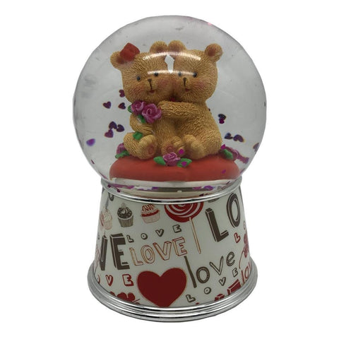 Lightahead Valentine Water Snow Globe with Falling Glitter & music playing, Table Top Decoration Gifts (Love Bears)