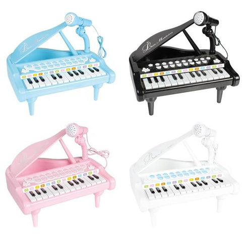 Lightahead Little Pianist Piano 24 Keys Musical Mini Piano Plays 8 Percussion 4 Different Musical Instruments with colorful lights effect Rhythms MP3 Record Play function and Microphone