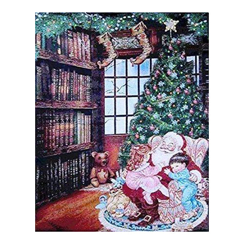 Lightahead A Hug to Santa Christmas Tapestry Blinking Fiber Optic Xmas Eve Wall Hanging Picture 13x18 Inch .Great Christmas Decoration & Gifts (K)