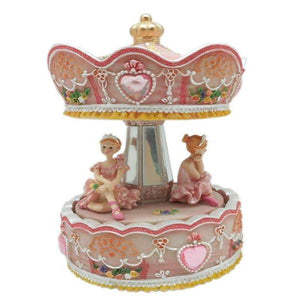 Lightahead Sitting Ballerina Musical Carousel in Poly resin Christmas Music Box Figurine