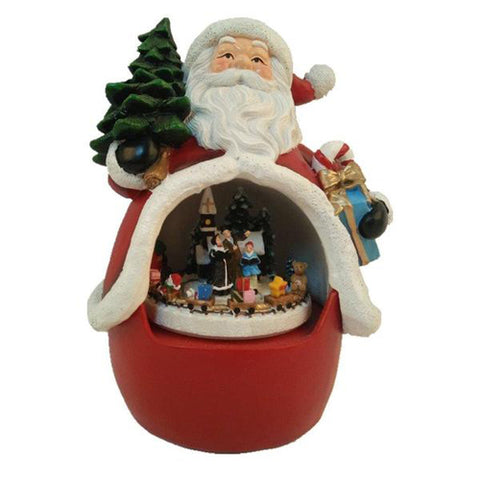 Lightahead Polyresin Santa Decoration with moving train, LED light, Musical with 8 melodies playing Table Top Centerpieces in Polyresin