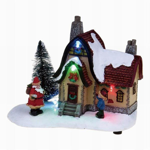 Lightahead Lighted Christmas House with Santa playing 8 melodies Musical for Christmas Holidays Décor