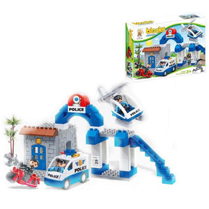 Lightahead 55 PCS Toy Police Department Building Block Set Stacking Learning Activity Kit For Kids