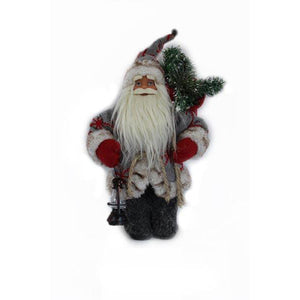 Lightahead 12 inch Santa Claus Standing Red/Grey Christmas Figurine Decoration Santa with Lamp