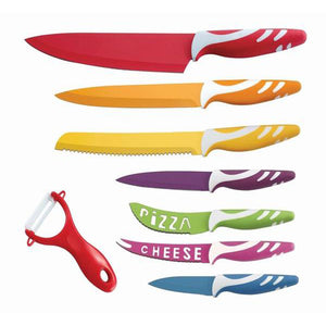 Lightahead 8 pc Colorful Knives set Stainless Steel Knife set having Chef,Bread,Slicer, Utility etc
