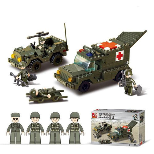 Lightahead Army soldiers,Ambulance & Military Forces Toy Building Blocks Set with Jeep and mini Figures to make your own DIY Battle Field (292 Pc)