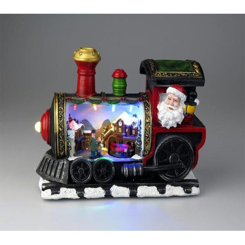 Lightahead Christmas Turning Train Scene in Locomotive with LED Light and Music,Tabletop Centerpiece
