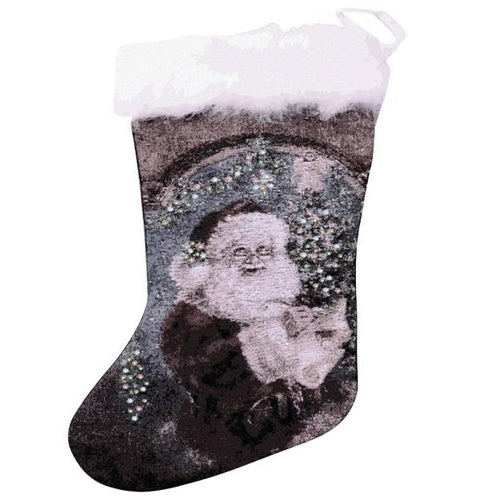 Lightahead SANTA CLAUS FIBER OPTIC BLINKING CHRISTMAS STOCKING 28 x 48cm.WITH FURRY TOP . GREAT CHRISTMAS DECORATION AND GIFT.