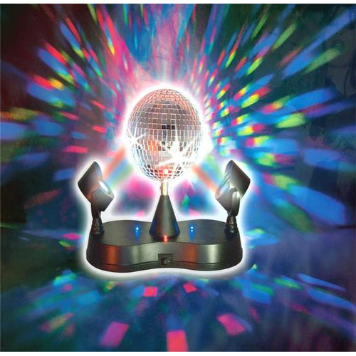 Lightahead LED Peak Due Rotating Mirror Disco Ball with 2 Adjustable LED Light Projector Lamps