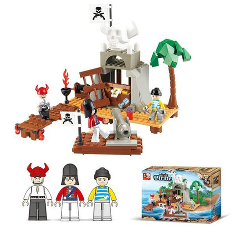 Lightahead Pirate Island and mini Figures Toy Building Blocks Set Educational Kit For Kids (142 PCS)