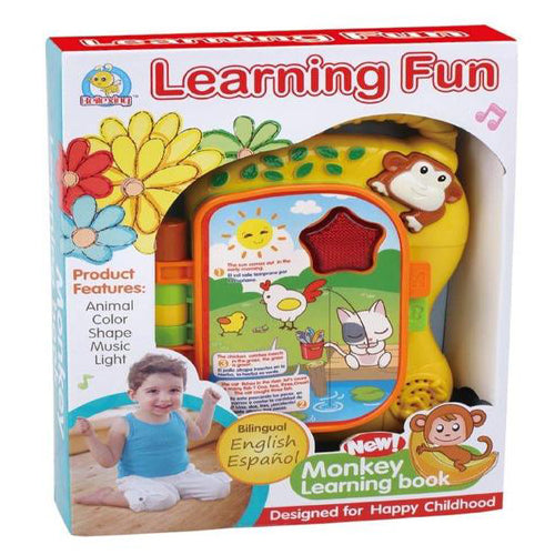 Lightahead Monkey Learning Book with Music and Light in English and Spanish with Music and sounds for Kids Toddlers