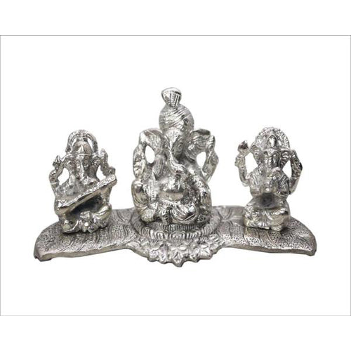 Lightahead Lord Ganesh Musicians Made in India in White Metal with Antique look