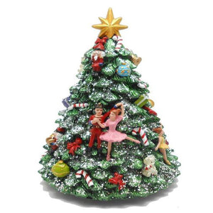 Lightahead Polyresin Musical Revolving Christmas Tree with Nutcracker dolls and Christmas Music playing