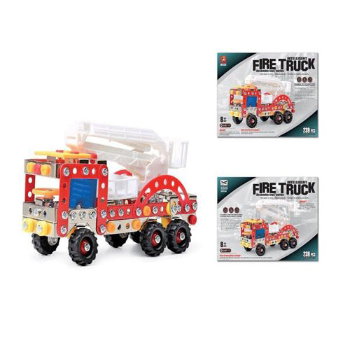 Lightahead Assembly Metal Fire Truck Model Kits Toy Fire Engine to Assemble Puzzles Set for Kids, 239 pcs metal blocks