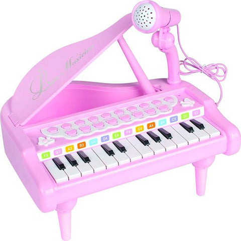 Lightahead Little Pianist Piano 24 Keys Musical Mini Piano Plays 8 Percussion 4 Different Musical Instruments with colorful lights effect Rhythms MP3 Record Play function and Microphone