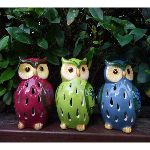 Lightahead® Solar Owl Light Ceramic Owl Powered by Solar LED Light for Park, Patio, Deck, Yard, Garden, Home, Pathway, Outside Landscape for decoration and celebration