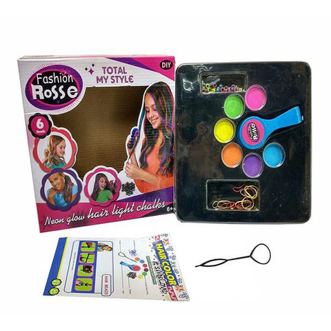 Lightahead Temporary Neon Hair Color Chalk Sets for Kids .Set, Color & Bead your own hair style!