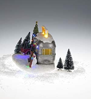 Lightahead Christmas Tree Selling RV Trailer Home with Snowman and Colorful LED Light and Musical with 8 Melodies