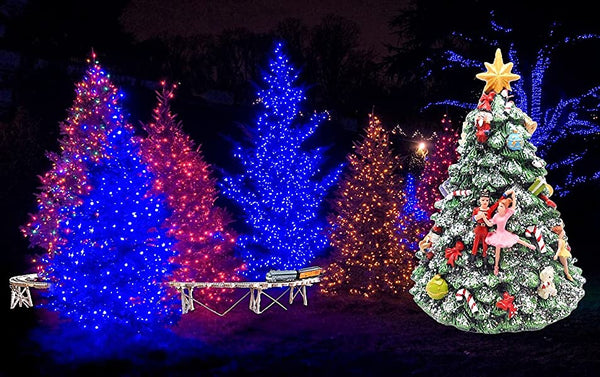 Lightahead Polyresin Musical Revolving Christmas Tree with Nutcracker dolls and Christmas Music playing