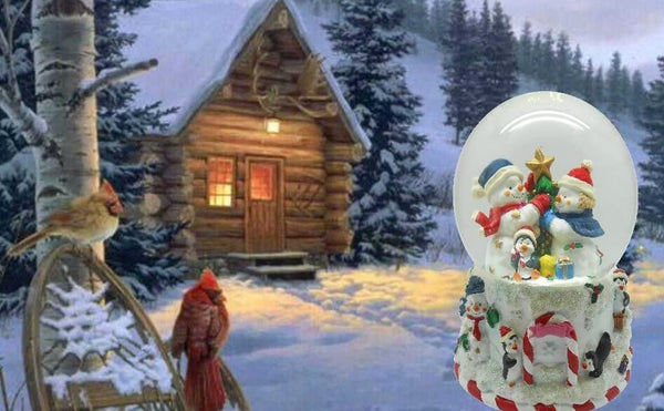 Lightahead Musical Christmas Snowman 100MM Polyresin Snow Globe with falling Snowflakes & music