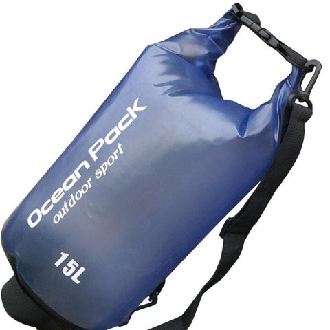 Lightahead Transparent Waterproof Dry Bags 15L for Kayaking/ Fishing/ Rafting/ Beach/ Hiking-Blue