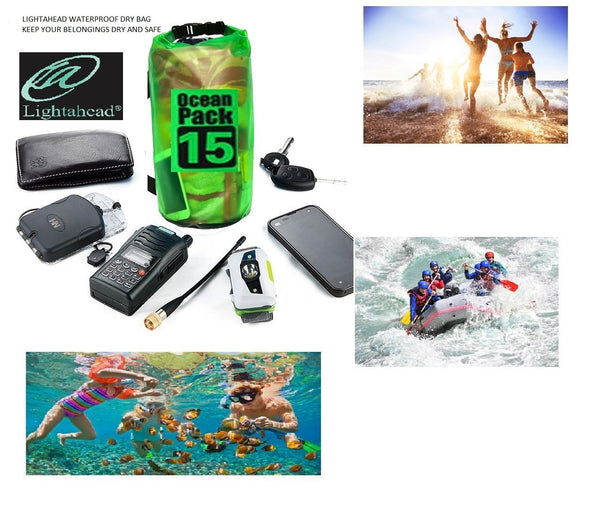 Lightahead Transparent Waterproof Dry Bags 15L for Kayaking/ Canoeing/ Rafting/ Beach/ Hiking-Pink