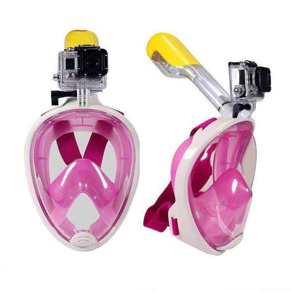 Lightahead 180° Full Face Snorkel Diving Gear Anti-Fog Anti-Leak with Easy Breath Design(L/XL-PINK)