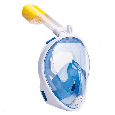 Lightahead 180° Full Face Snorkel Diving Gear Anti-Fog Anti-Leak with Easy Breath Design-L/XL-BLUE