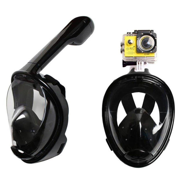 Lightahead 180° Full Face Snorkel Diving Gear Anti-Fog Anti-Leak with Panoramic Full Face-S/M-BLACK