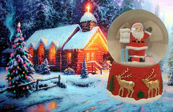 Lightahead Santa Checking his List Christmas Musical Snow Globe Water Ball with Music Playing (Santa)