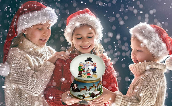 Lightahead Polyresin Snowman 100mm Water globe with flying snow, LED light, Musical Centerpiece