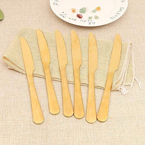 Lightahead 24pcs Stainless Steel Flatware Tableware Gold Colored Cutlery Set in Golden Gift box